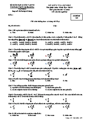 Đề kiểm tra định kì môn Hình - Mă đề thi 169